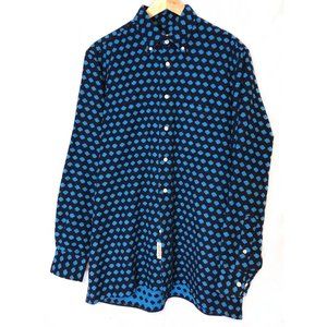 Gitman Bros. Long Sleeved Addition (Plus Sign) Symbol Blue Shirt
